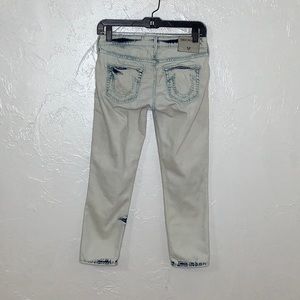 True Religion Casey Capri Low rise Super Skinny light Wash jeans size 26 EUC